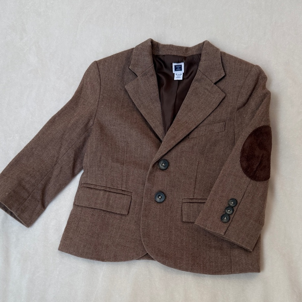 Janie and Jack Brown Boys' Blazer with Suede Elbow Patches